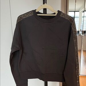 Grey Sweatshirt with Gold Glitter Accents